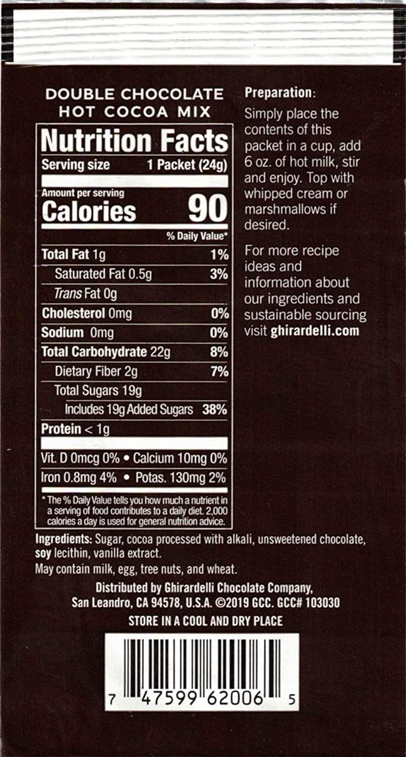 Ghirardelli Double Chocolate Hot Cocoa Mix  3 Pound Box  (Approximately 43) 0.85 oz Packets with Cocoa Scoop