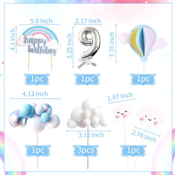 Laventy On Cloud 9 Cake Decoration On Cloud 9 Birthday Cake Topper 9 Birthday Cake Decoration On Cloud 9 Party Supplies Cloud Ca