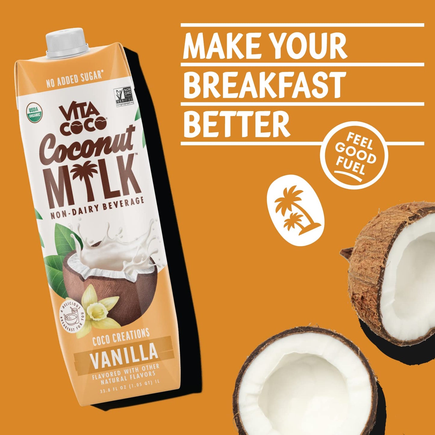 Vita Coco Vanilla Organic Coconut Milk, Plant Based, Dairy Free Milk Alternative - Gluten Free, Soy Free, and Unsweetened - Perf