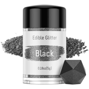 Jelife Black Edible Glitter Dust for Drinks - 5 Grams Food Grade Luster Glitter Dust, Sprinkle on Sparkle Edible Food Coloring P