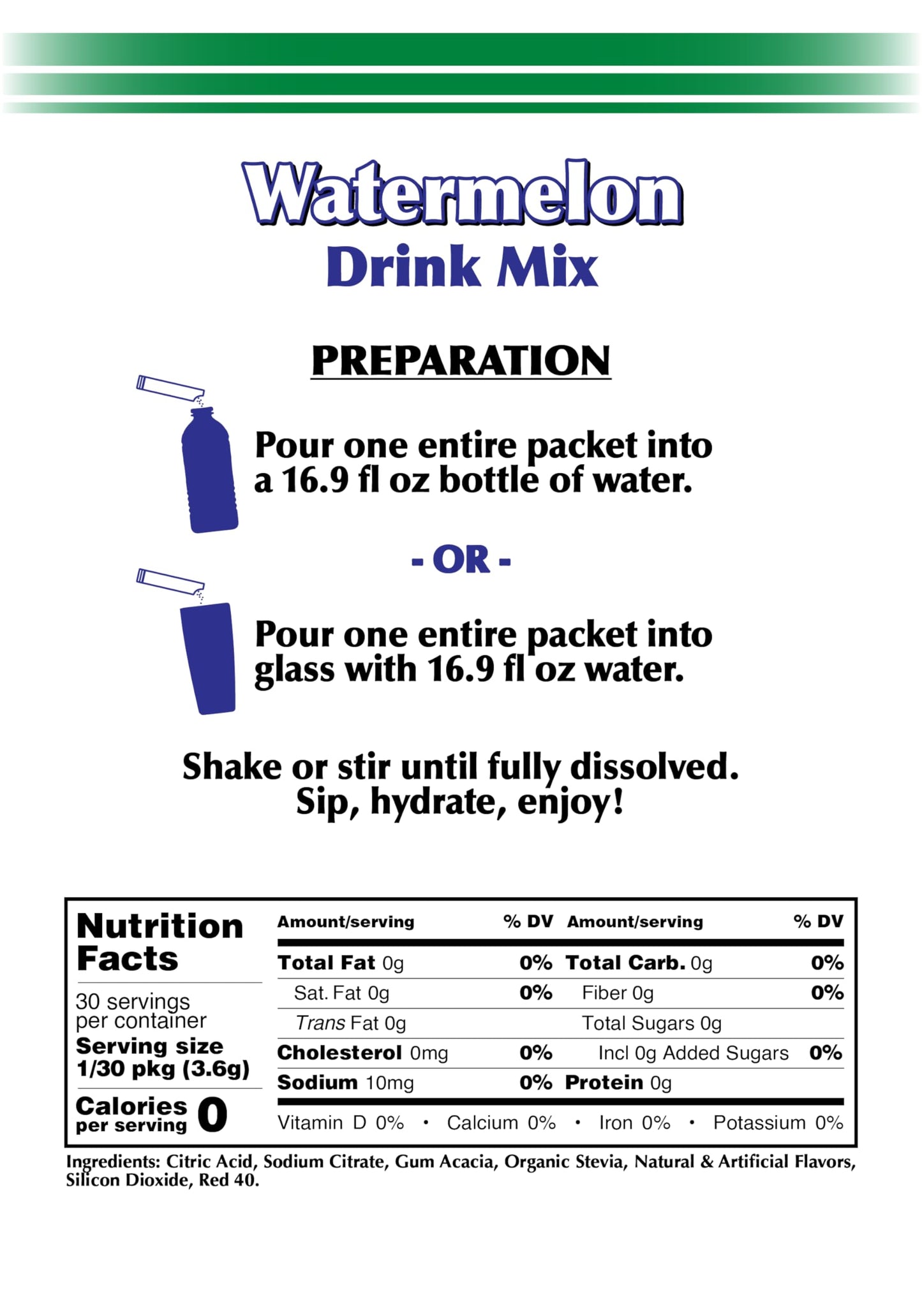 Gramzero 2Go Sticks - Watermelon, Zero Calorie Sugar Free Drink Mix, Stevia Sweetened, Great For Nutrition Club Loaded Tea To Go