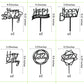 Chewarelly Birthday Cake Topper Set, Acrylic Bunting Decor, 4.5 x 6.3 inches, Black, Model HBCTAC06, 12 Pack