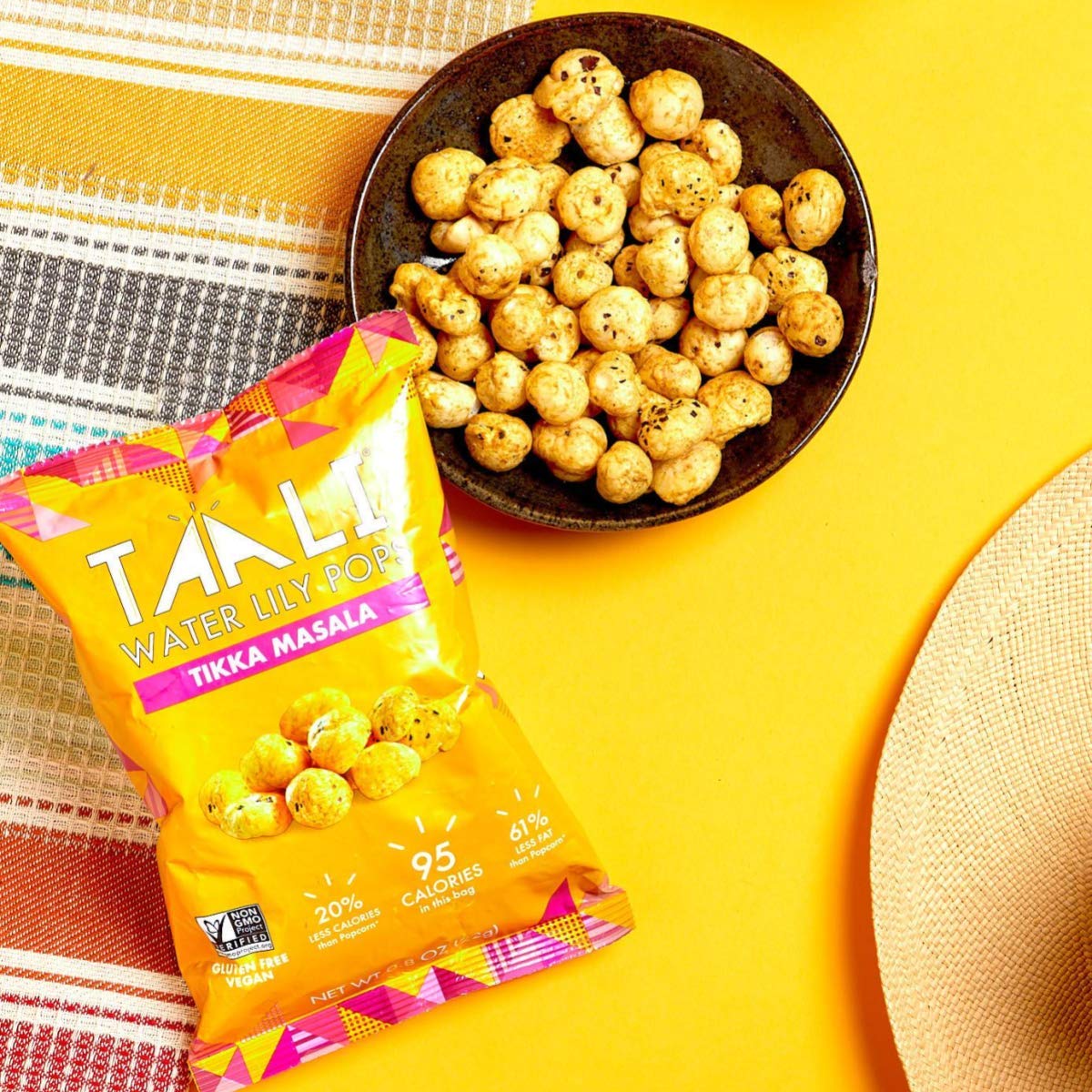 Taali Tikka Masala Water Lily Pops (10-Pack) - Savory Flavor From India | Crunchy Superfood Snack | Protein-Rich Roasted Pops |