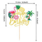 1 Pcs Flamingo Happy Birthday Cake Topper Glitter Palm Tree Turtle Leaf Flower Pineapple Flamingo Cake Pick Decorations For Tropical Hawaiian Luau Theme Baby Shower Kids Birthday Party Supplies