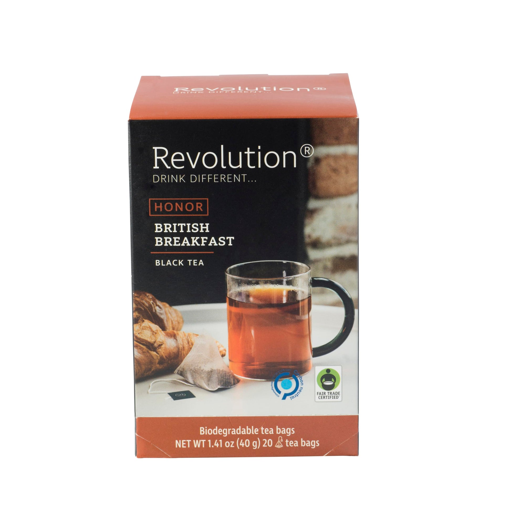 Revolution English Breakfast Tea - Premium Full Leaf, Biodegradable Infuser Bags, 20 Count