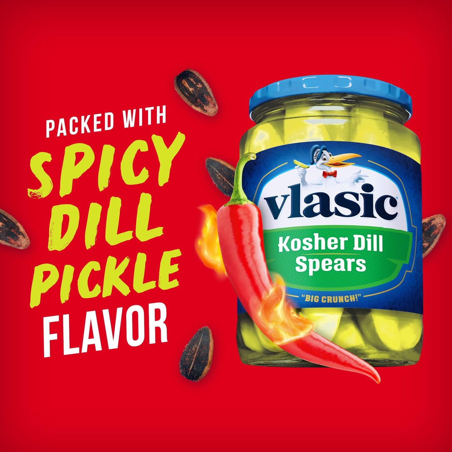 Bigs Vlasic Spicy Dill Pickle Flavored Sunflower Seeds, 5.35 Oz. Bag