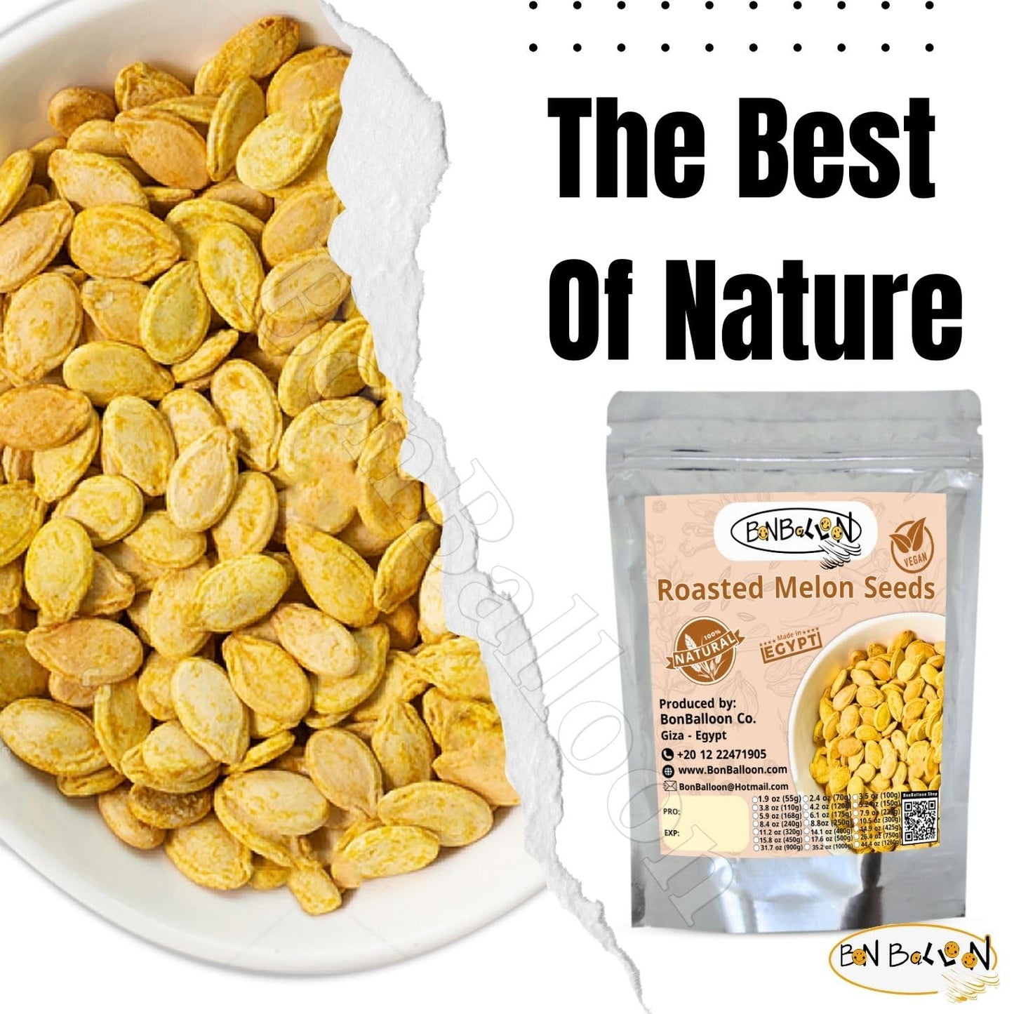 Egyption Melon Seeds, Roasted & Salted -       (1600Gm)