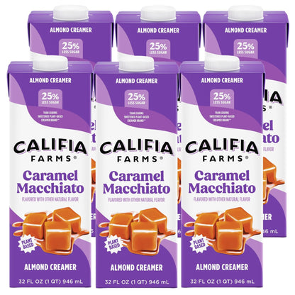 Califia Farms - Caramel Macchiato Almond Milk Coffee Creamer, 32 Fl Oz (Pack of 6), Shelf Stable, Dairy Free, Plant Based, Vegan