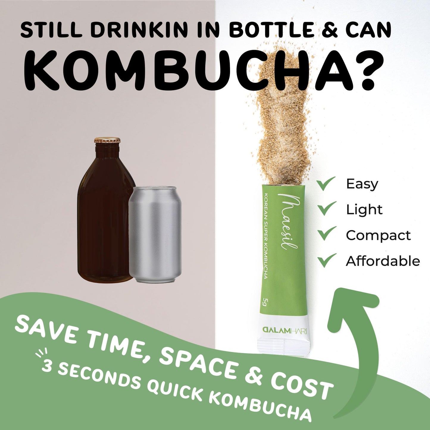 Dalamhari Kombucha Powder | Green Plum 20T | Kombucha Drink Probiotic Soda Urban Kombucha Synergy Scoby Kombucha Starter Kit Ada