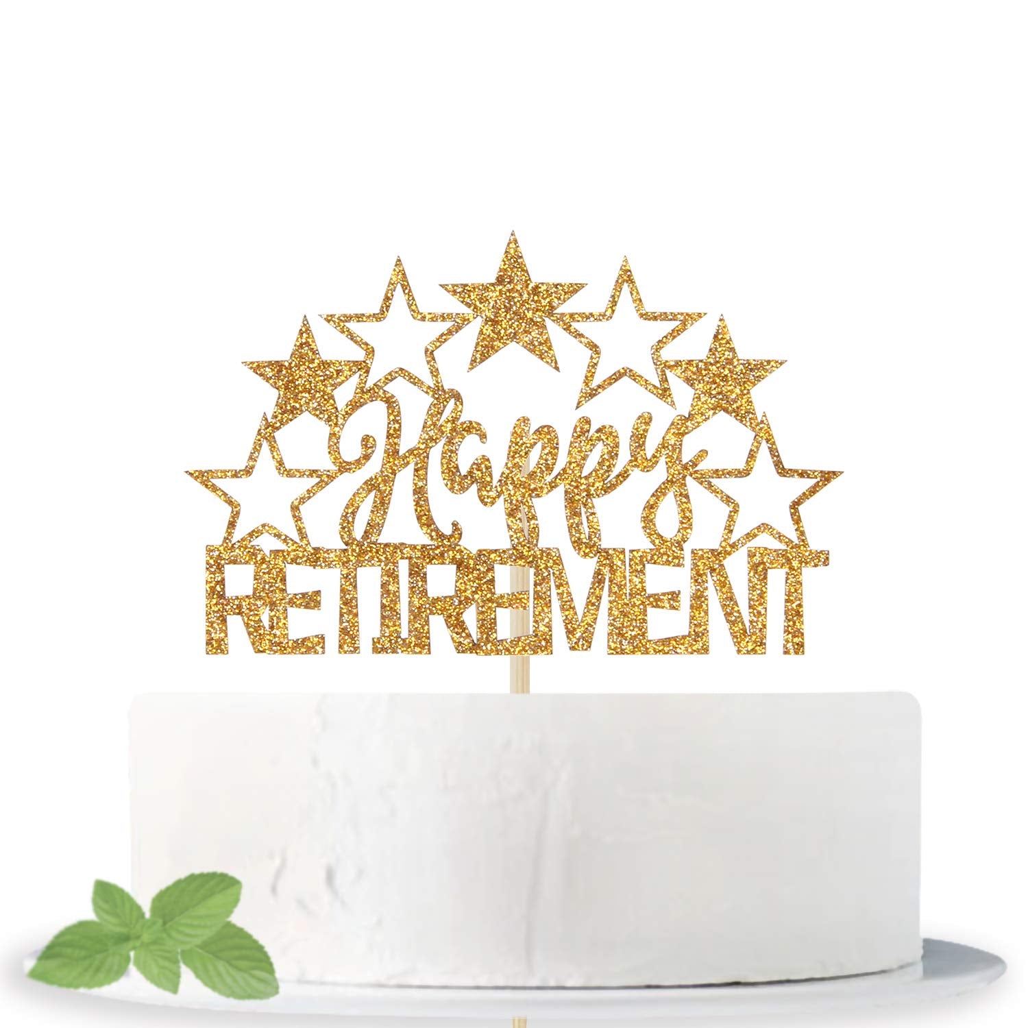 Happy Retirement Cake Topper - I'M Retired Cake Decor - Retirement Party Decorations Supplies For Men Or Women, Gold Glitter