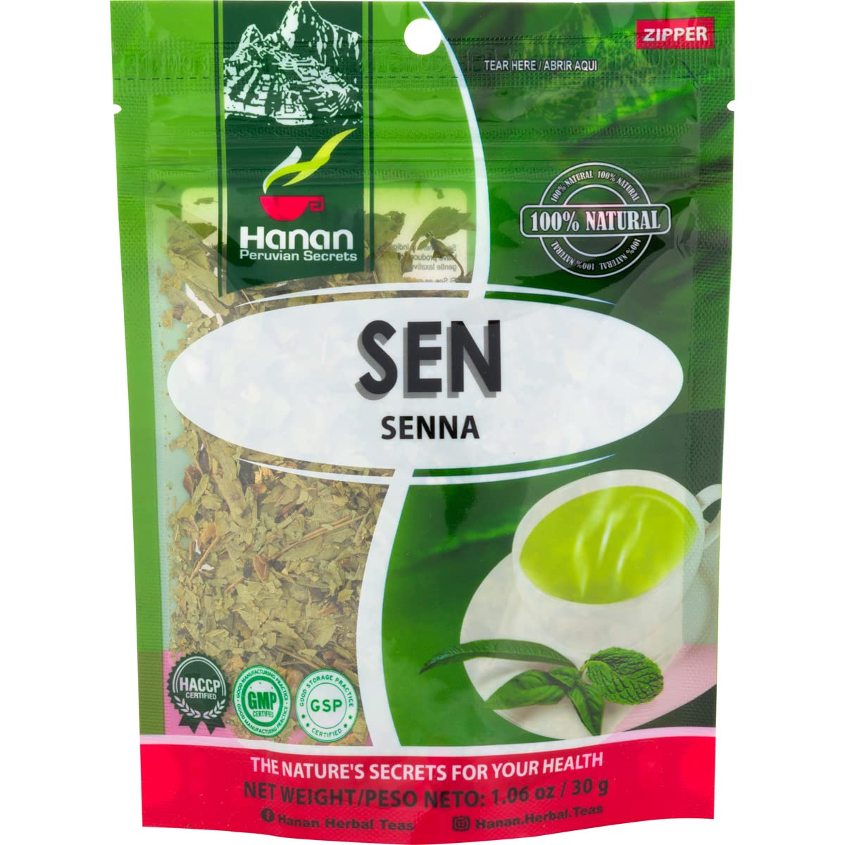 Senna Loose Leaf Herbal Tea 1.1Oz - 30G Dried Herb Wooly Sen Plant Leaves From Peru