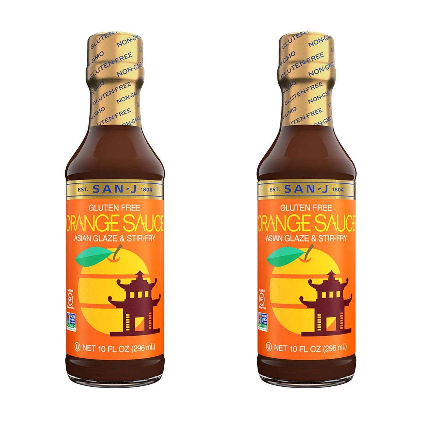 San-J - Gluten Free Orange Sauce - Bright and Sweet Sauce for Cooking - Non-GMO - 10 oz. Bottles - 2 Pack