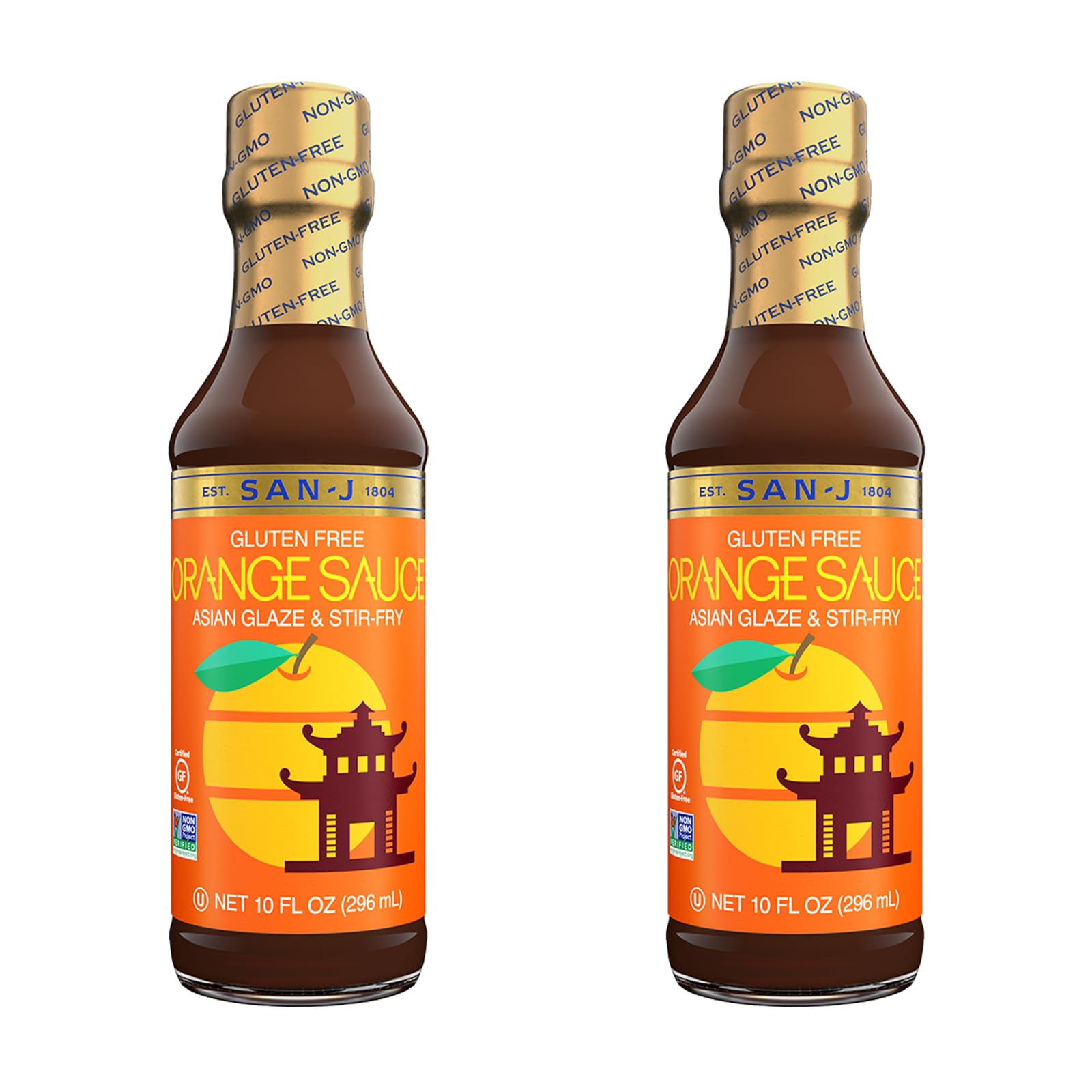 San-J - Gluten Free Orange Sauce - Bright and Sweet Sauce for Cooking - Non-GMO - 10 oz. Bottles - 2 Pack