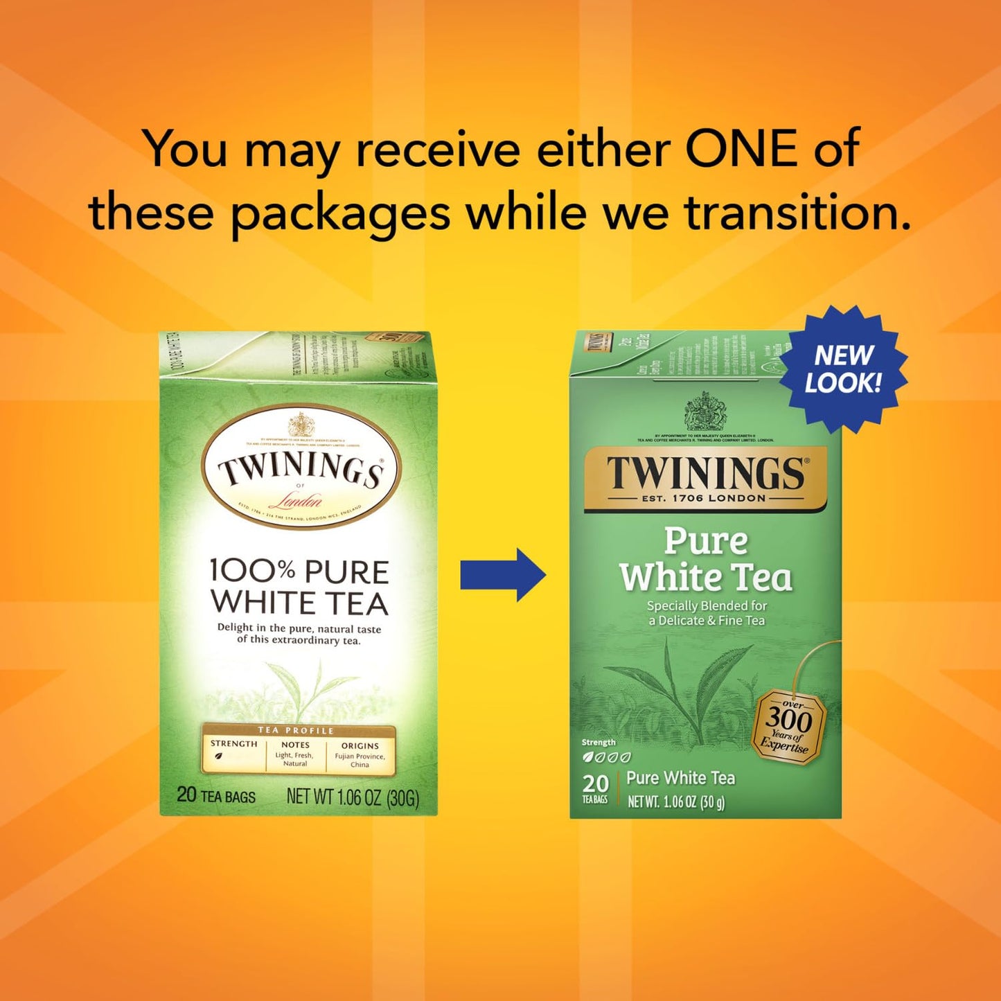 Twinings Pure White Tea Bags - Delicate Caffeinated Tea Made From Fresh White Tea Leaves, Perfect For Hot Or Iced Tea, 20 Count
