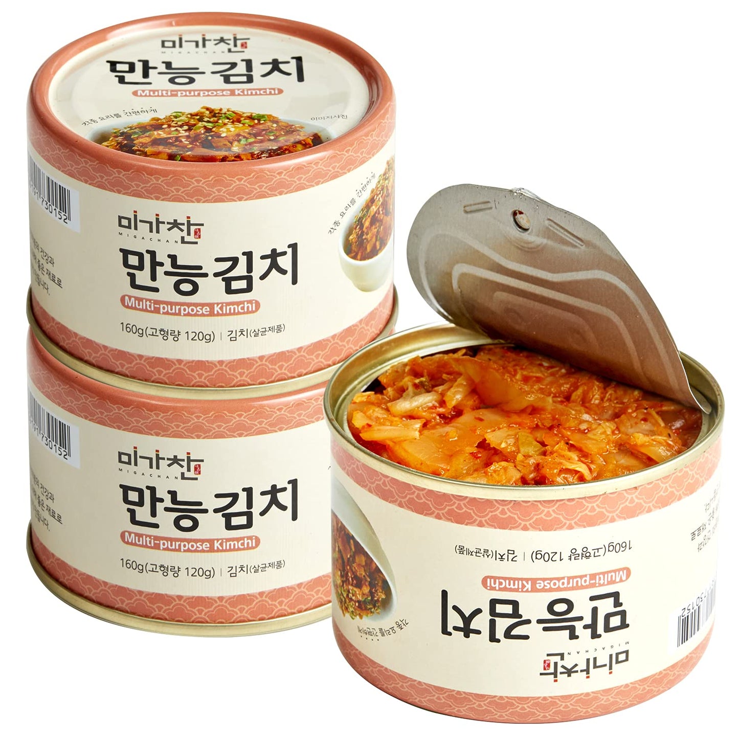 Korean Canned Napa Cabbage Kimchi, Multi-Purpose Kimchi, 5.64Oz(160G), Pack Of 3, Kimchi Ideal For Any Recipe, Spicy Korean Flav