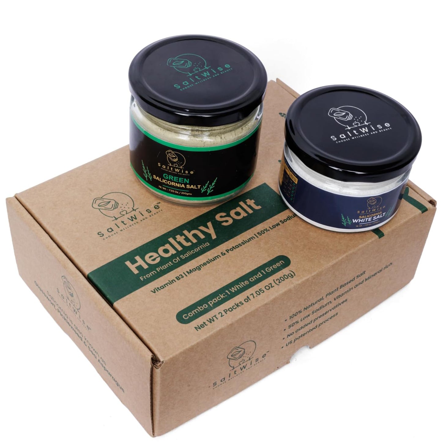SaltWise Salicornia Salt Gift Set - Plant-Based, Low Sodium, Vegan - 14.1 Ounce, Includes Tote Bag and Salt Shaker