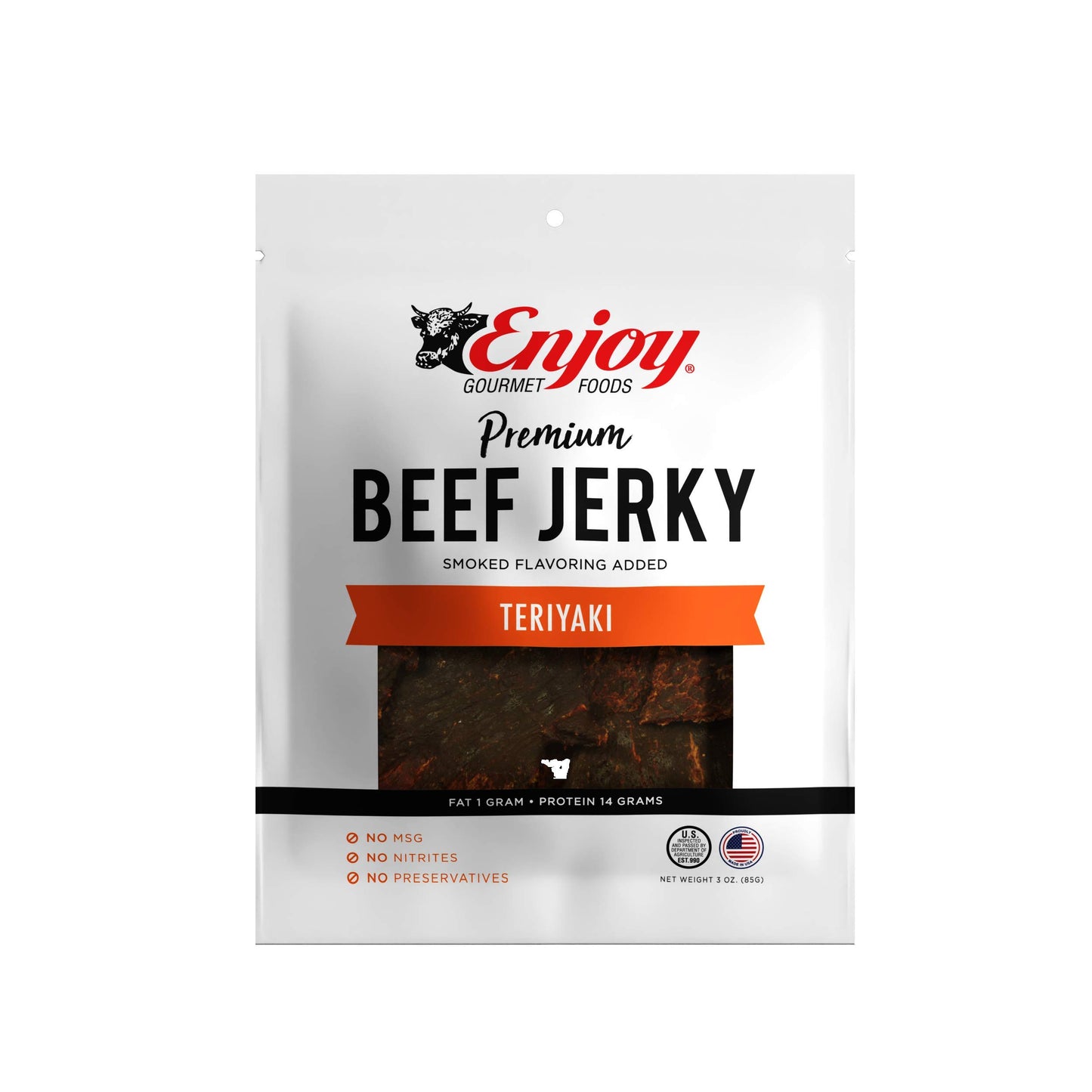 Enjoy Beef Jerky Teriyaki - All Natural Beef Jerky - 3oz Pack of 6
