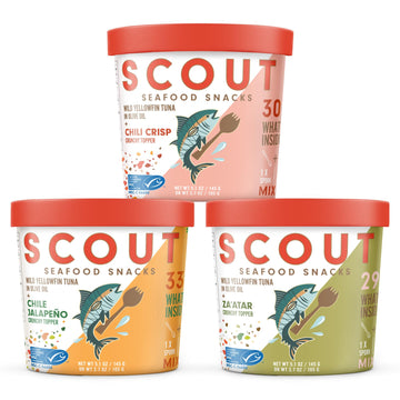 Scout Seafood Snacks | Up To 33G Of Protein From Delicious Responsibly Sourced Wild Yellowfin Tuna With A Crunchy Topper | Perfe