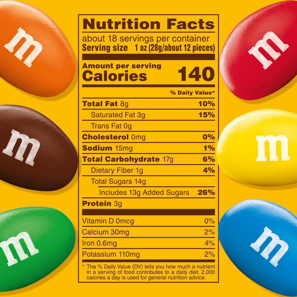 M&MS Peanut Milk Chocolate Candy, Family Size, 18.08 oz Resealable Bulk Bag