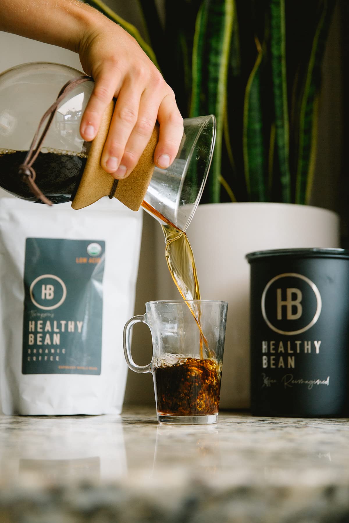 Healthy Bean Coffee - Organic Espresso Ground Coffee - Low Acid Coffee Grounds, Strong, Rich Flavor Clean Coffee, Healthy Coffee