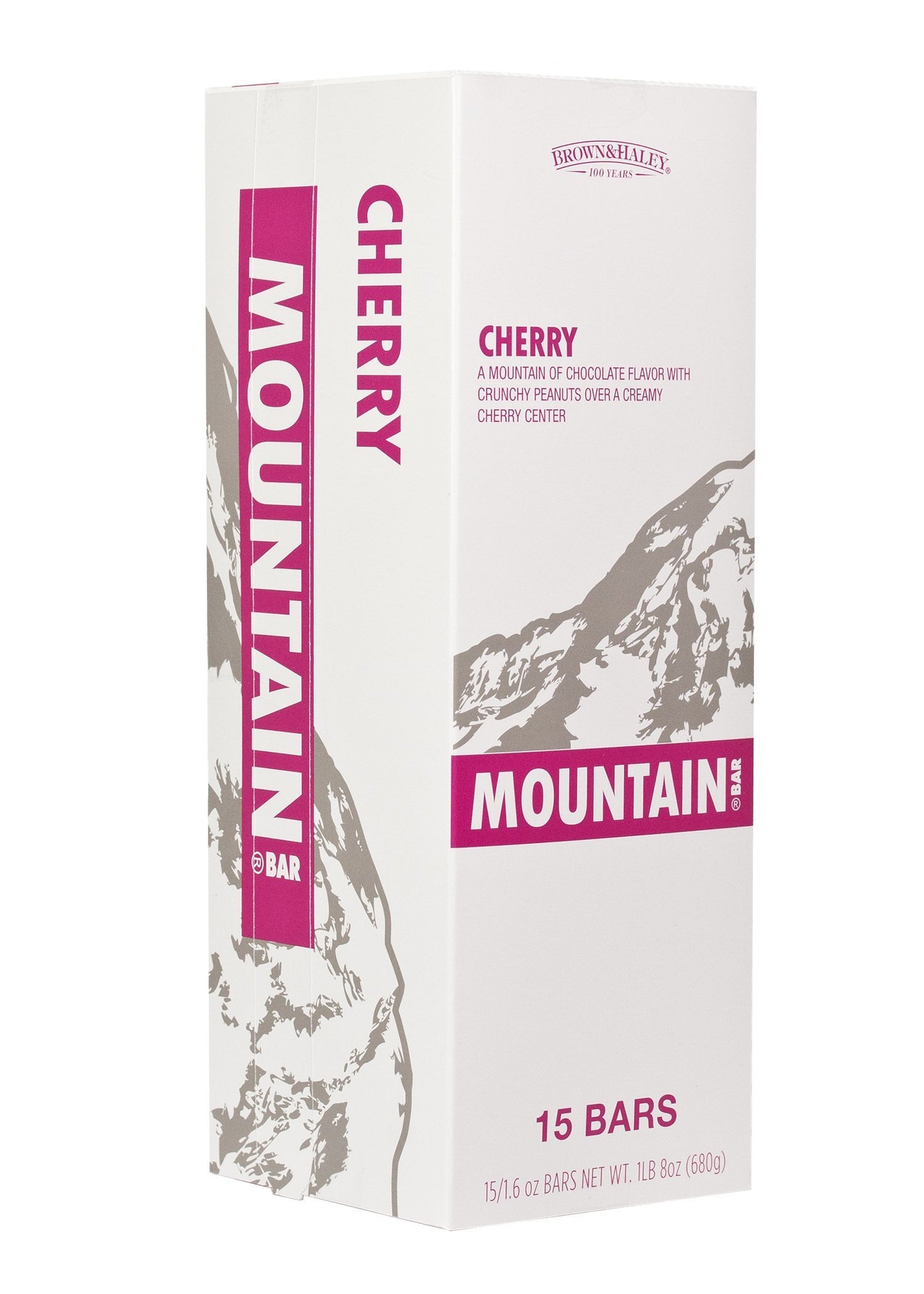 Brown & Haley Cherry Mountain Bar - Chocolate Candy With Peanuts And Creamy Cherry Center - Individually Wrapped Candy - Bite Size Chocolate Bars With Peanut Pieces - Case Of 15-1.6 Oz