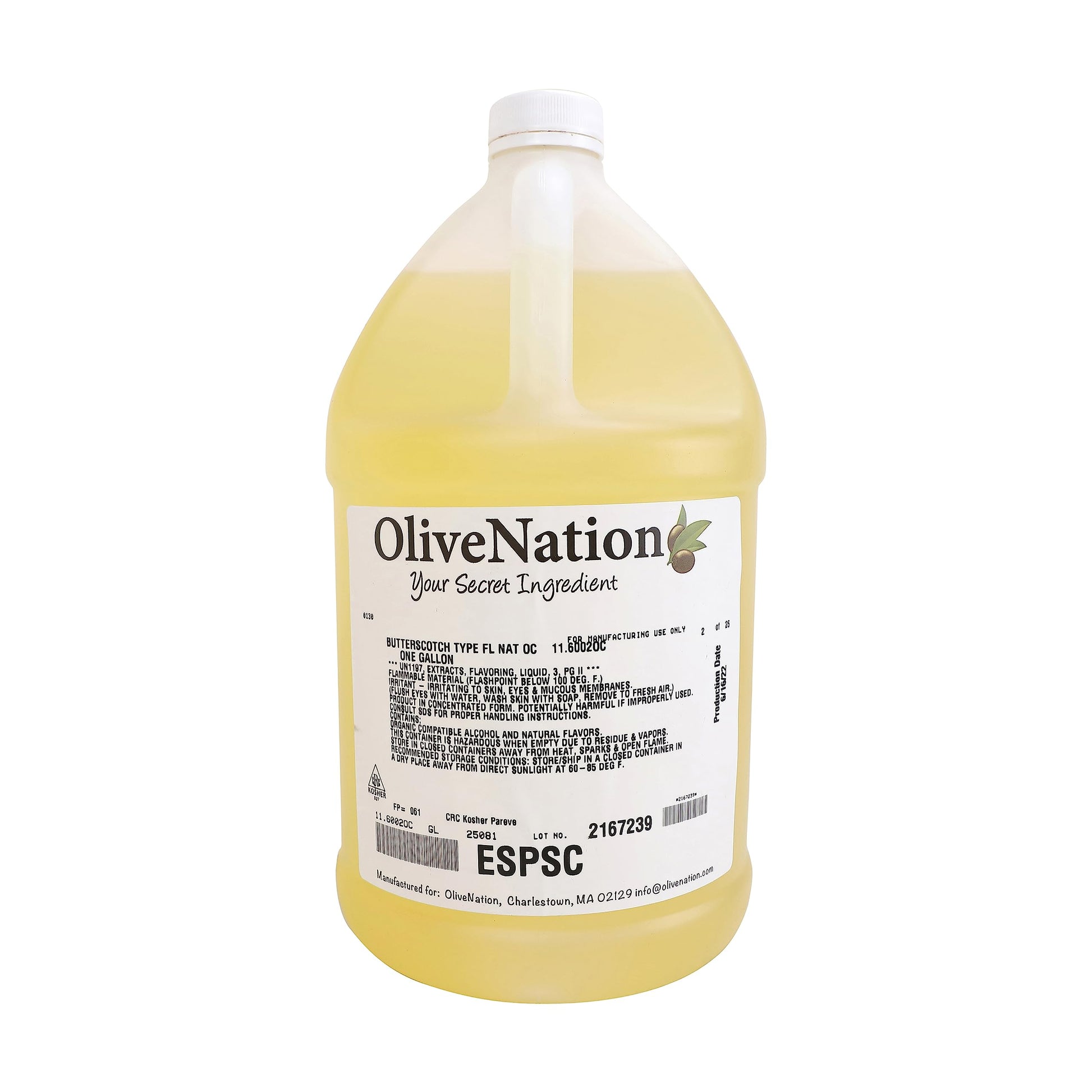 OliveNation enhanced Butterscotch Flavoring, TTB-Approved Flavor for Brewing, Baking, Sauces, PG Free, Non-GMO, Gluten Free, Kosher, Vegan -1 gal