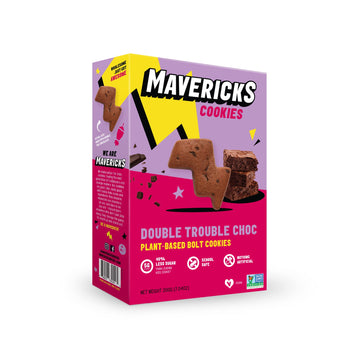 Mavericks Double Chocolate Bolt Cookies - Healthy Cookies, Dairy Free Cookies, Vegan Friendly Chocolate Chip Cookies, Plant Based Chocolate Snack For Kids, Nut Free, 40% Less Sugar - 7Oz Box (1 Pack)