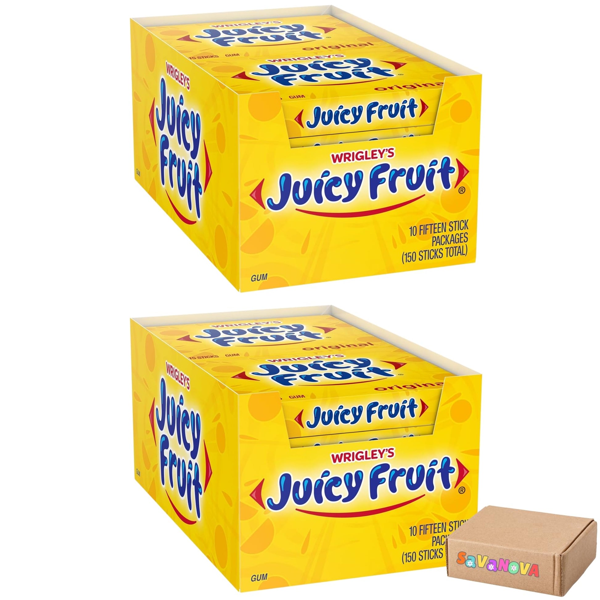Juicy Fruit Original Chewing Gum, 15-Piece Pack (Bulk Pack of 20) - Sweet & Long-Lasting Fruity Flavor