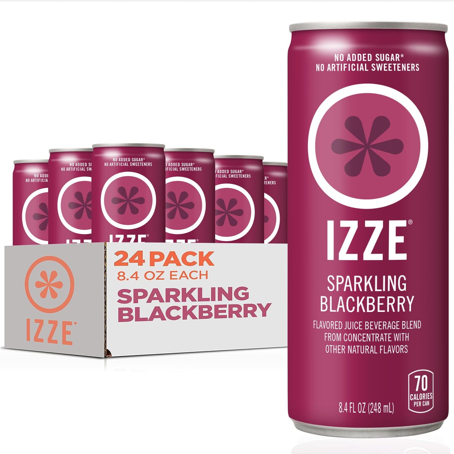 IZZE Blackberry Juice, No Sugar Added, 8.4 oz., 24/Carton
