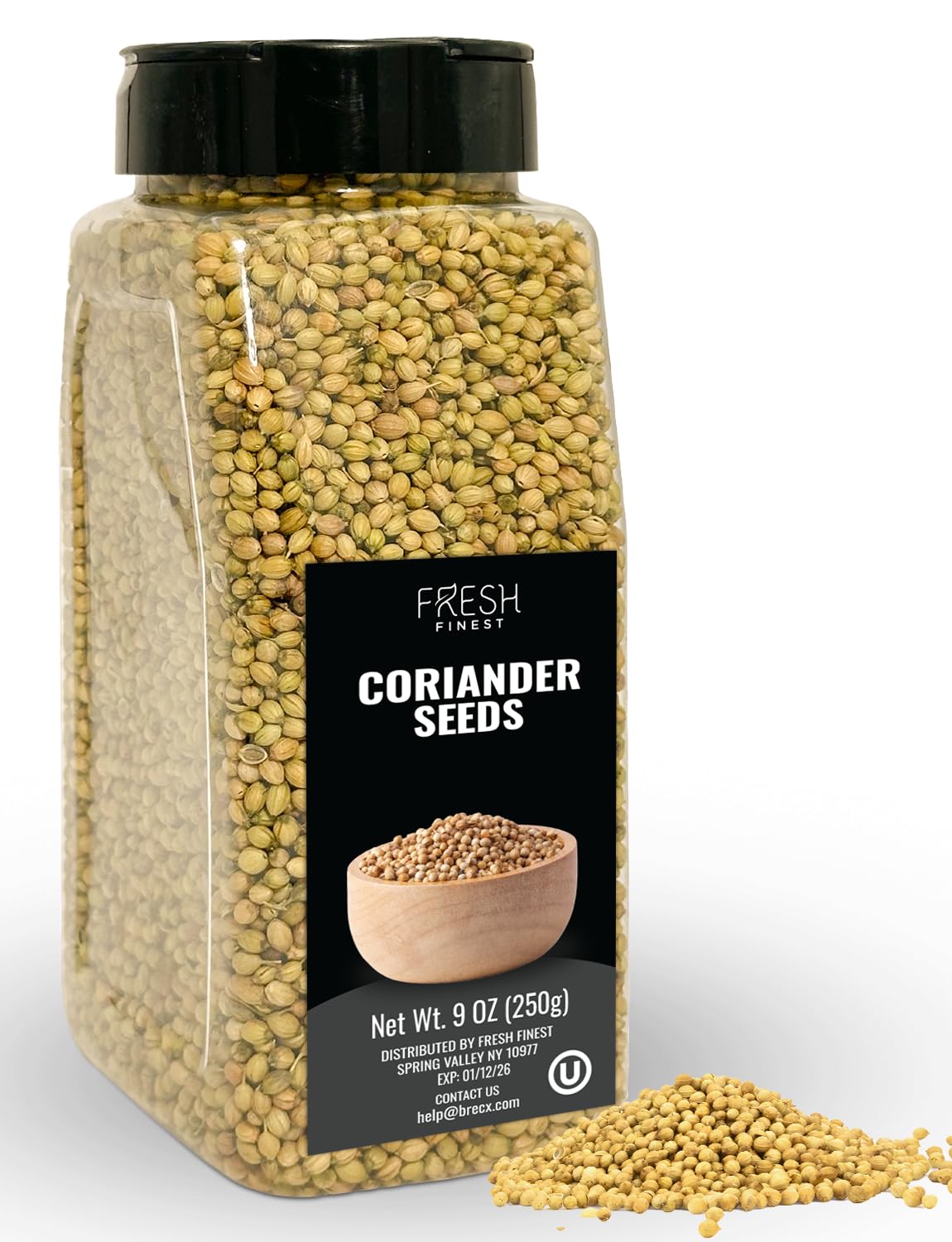 Fresh Finest Coriander Seeds Whole - Kosher, Natural and Freshly Packed spices Best for Cooking and Food Flavoring 250G (8.81oz)