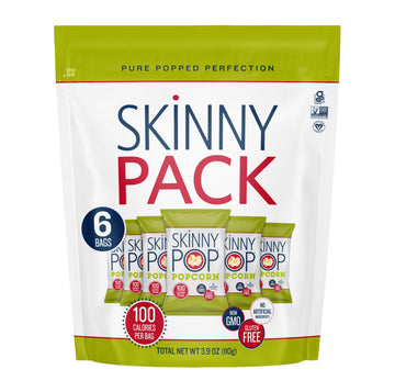 Skinnypop Popcorn, Gluten Free, Dairy Free, Non-Gmo, Healthy Snacks, Skinny Pop Original Popcorn Snack Packs, 0.65Oz Individual