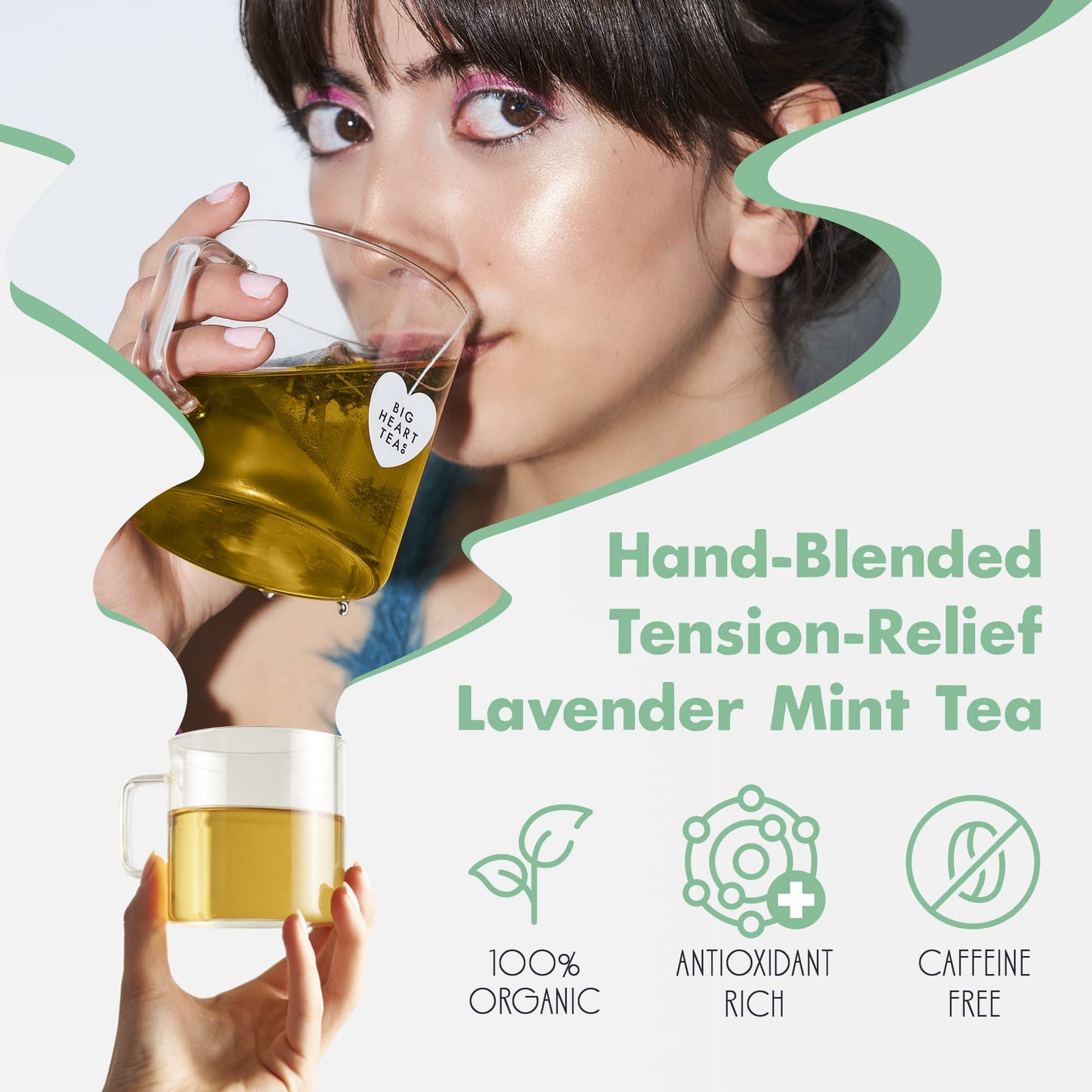 Big Heart Tea Co. Royal Treatmint Lavender Mint Tea Bags - Organic Herbal Decaf - 50 Pack - Zero Plastic Sachets