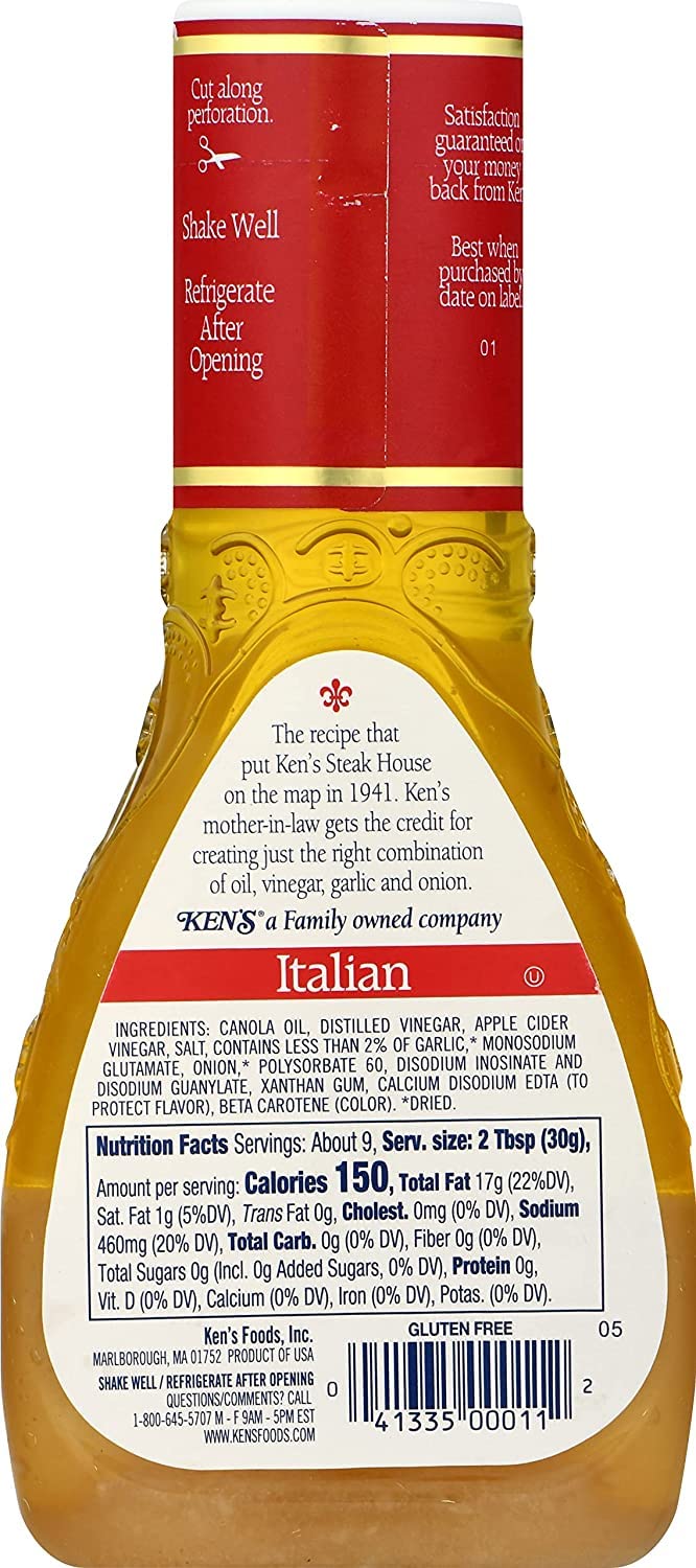 Ken's Steak House Italian Dressing & Marinade, 9 Fl Oz, Pack of 6 – Flavorful Salad Dressing & Marinade for Delicious Meals