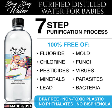 Bay-Bay Water Purified Distilled Water for Babies, 16.9 Fl Oz, BPA Free, No Fluoride, No Phosphate, Pack of 12