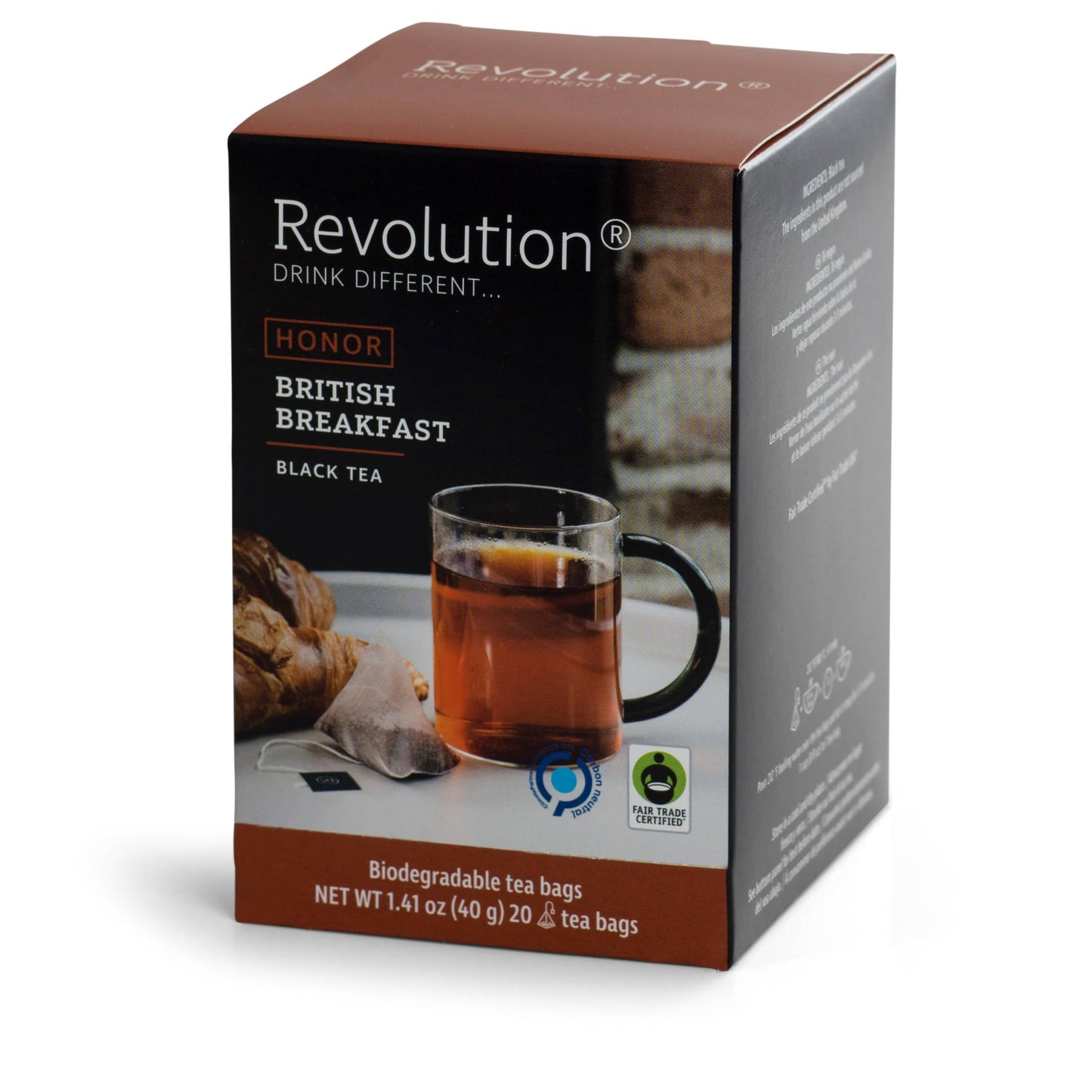 Revolution English Breakfast Tea - Premium Full Leaf, Biodegradable Infuser Bags, 20 Count