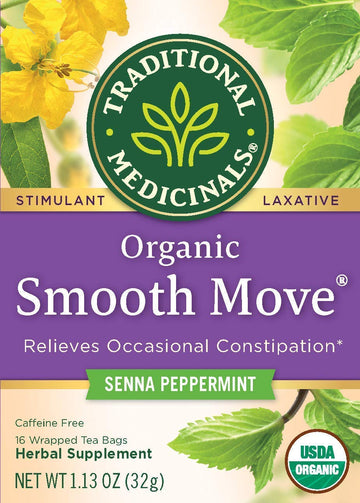 Traditional Medicinals Peppermint Smooth Move Herbal Tea Bags, 16 Count, Model 032917002006