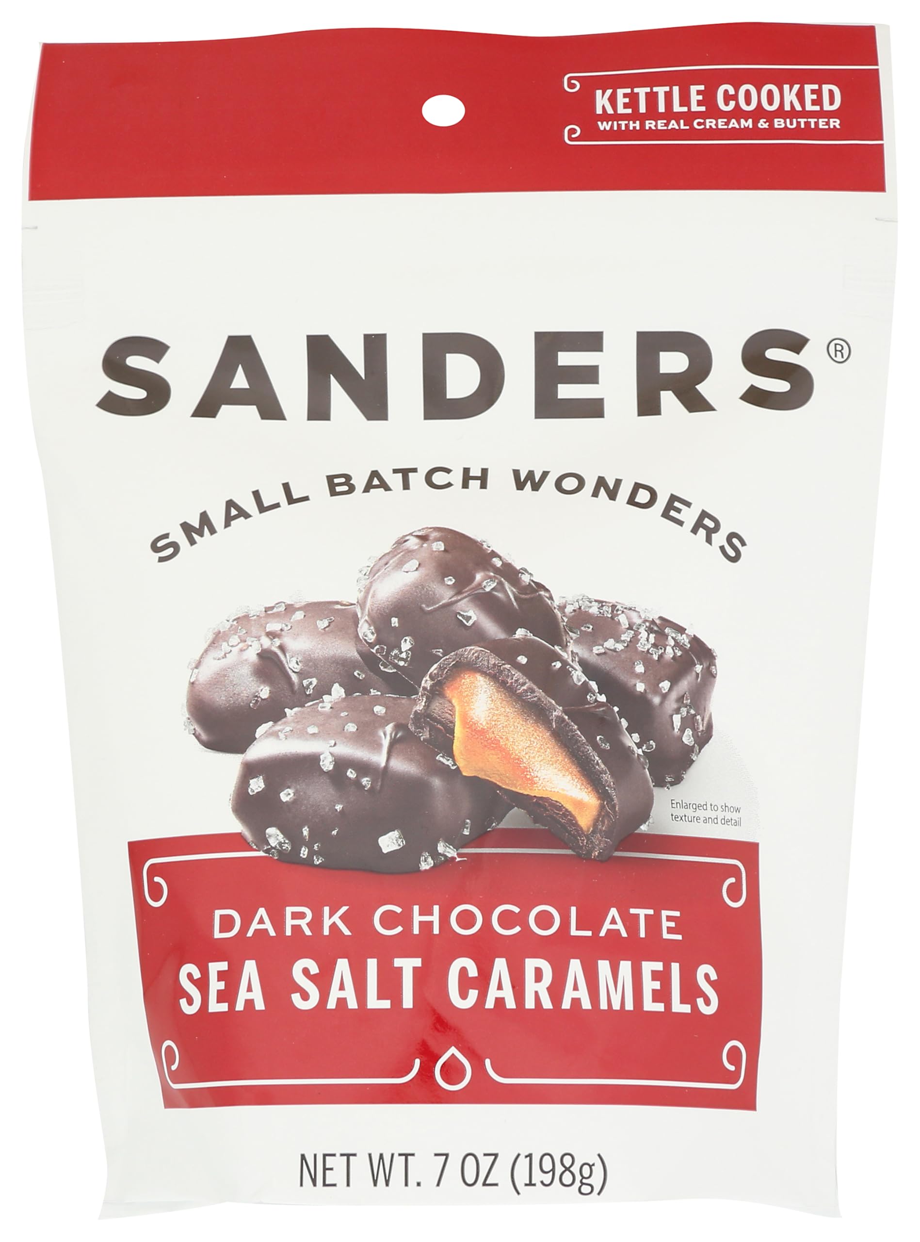 Sanders Fine Chocolate Dark Chocolate Sea Salt Caramel Pouch- 7 Ounce