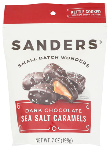 Sanders Fine Chocolate Dark Chocolate Sea Salt Caramel Pouch- 7 Ounce
