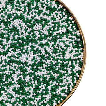 Chrismas Nonpareils Sprinkles 130g/4.6oz, White Green Edible Pearl Sprinkles for Cake Decorations, Baking, Ice Cream, Cookies, C