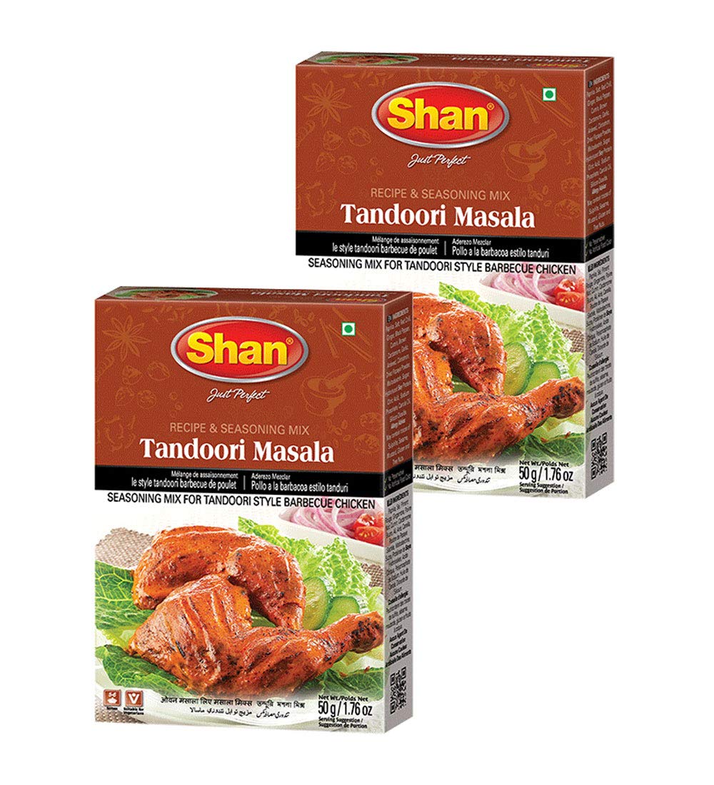 Shan Tandoori Masala Seasoning Mix, Spice Packets for Tandoori Chicken, 50g (Pack of 2)
