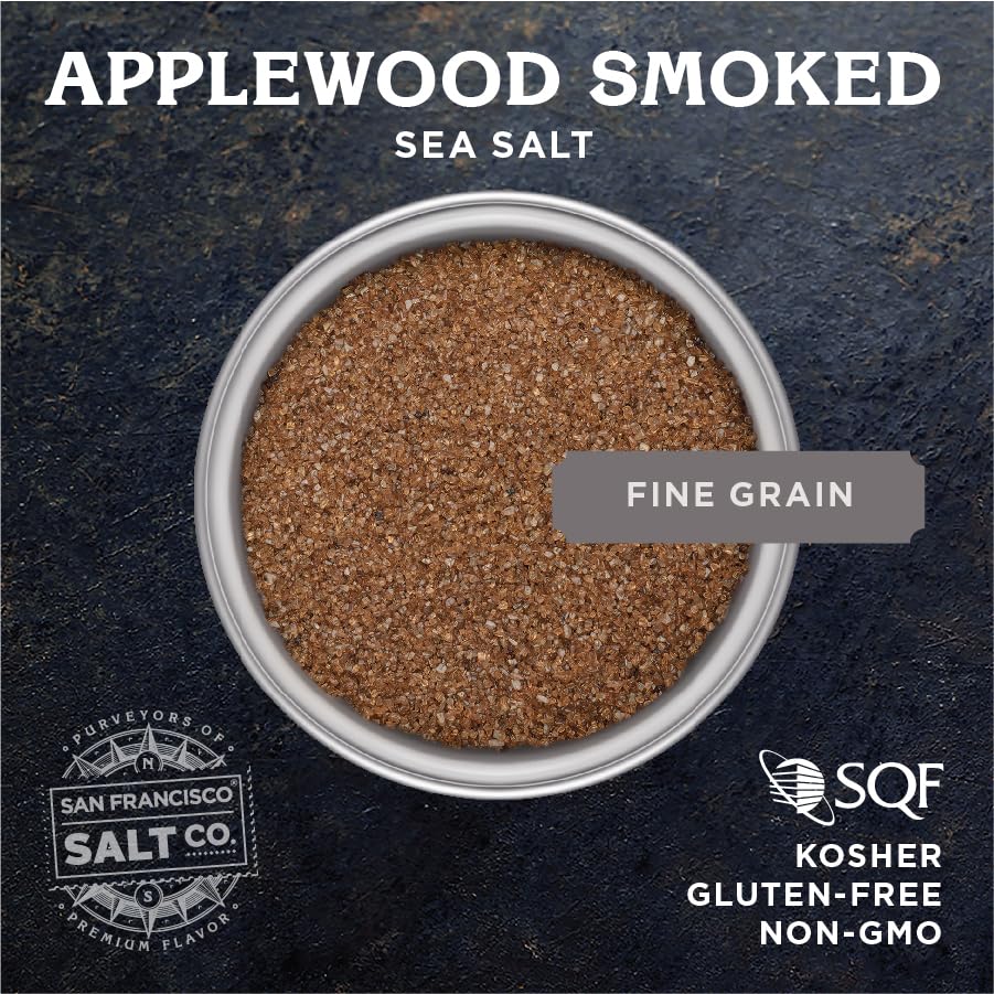 San Francisco Salt Company Applewood Smoked Sea Salt Fine Grain 32 Ounce Brown Bag