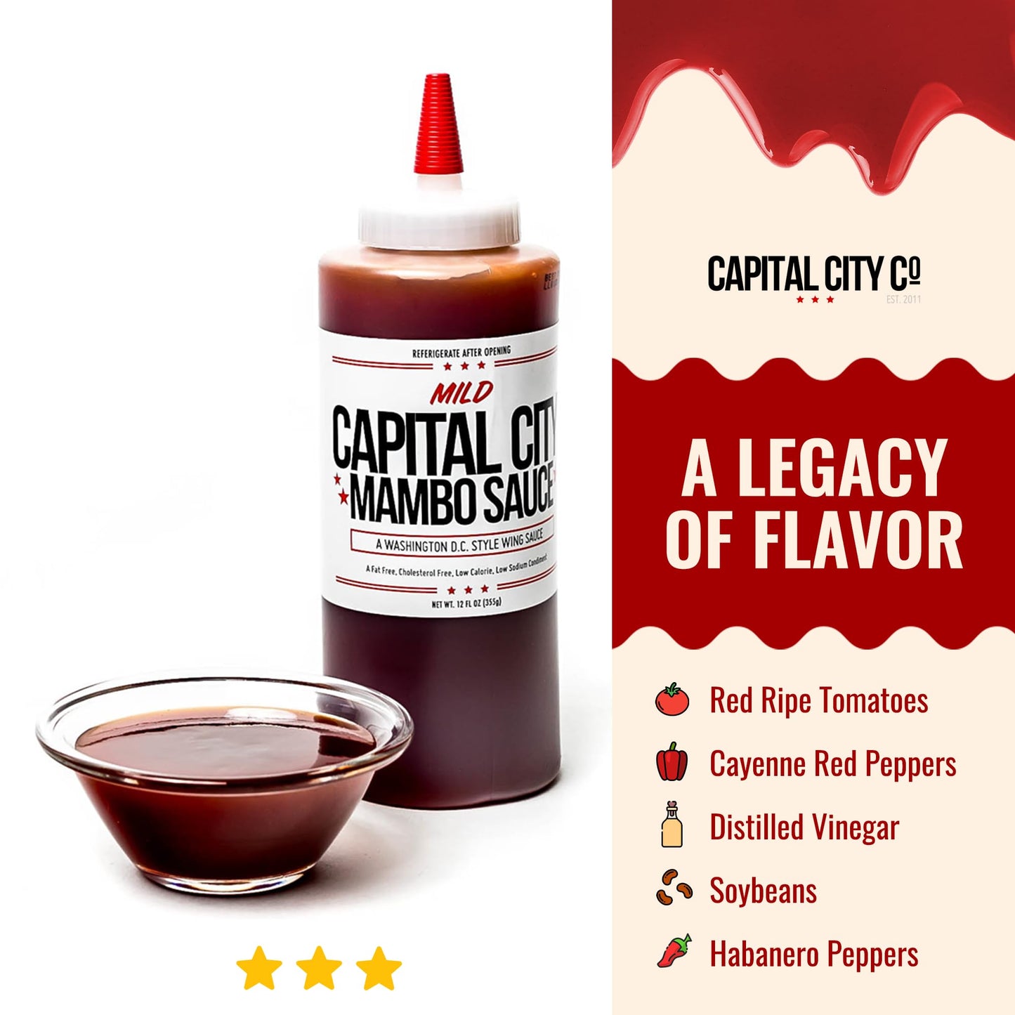Capital City Mambo Sauce Mild - Perfect for Wings, Chicken, and More - 12 Fl Oz (2 Pack)