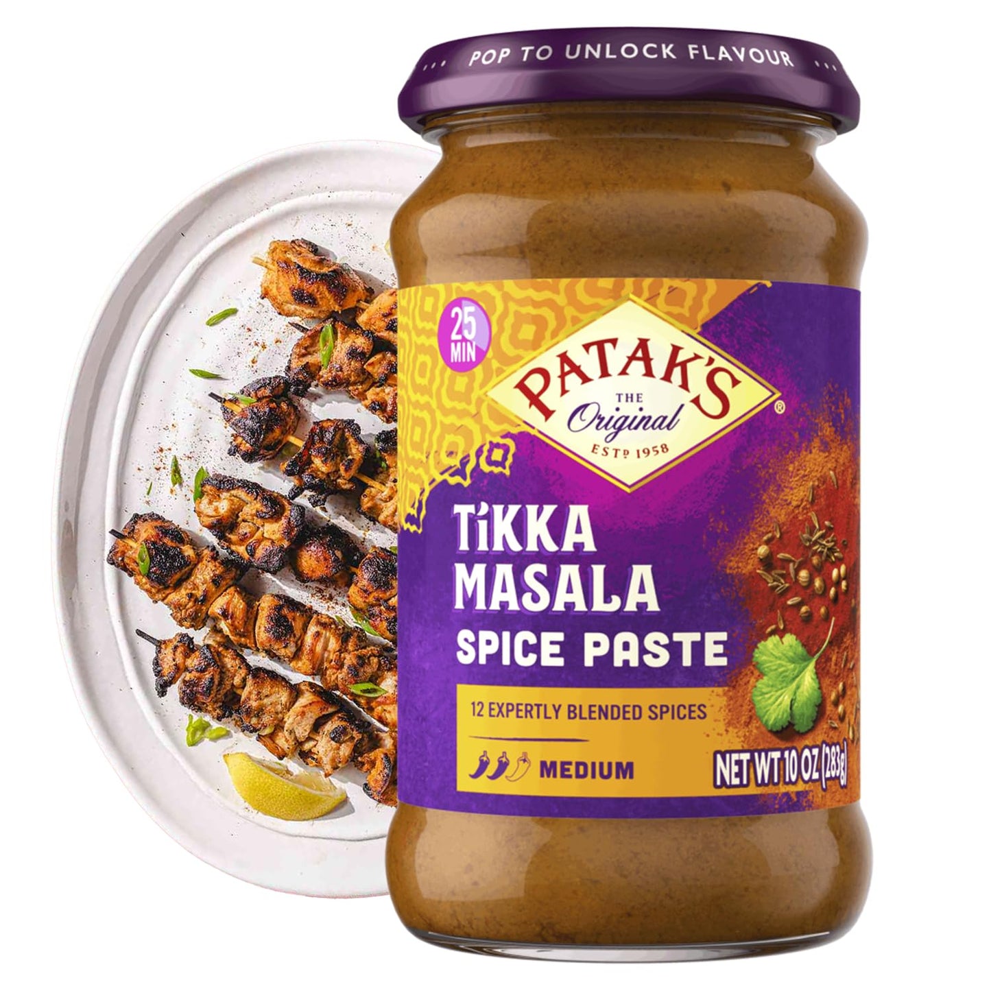 Pataks Tikka Masala Spice Paste - Medium Indian Curry Paste w/a Blend of Freshly Ground Spices - Vegan & Gluten-Free - Flavorful