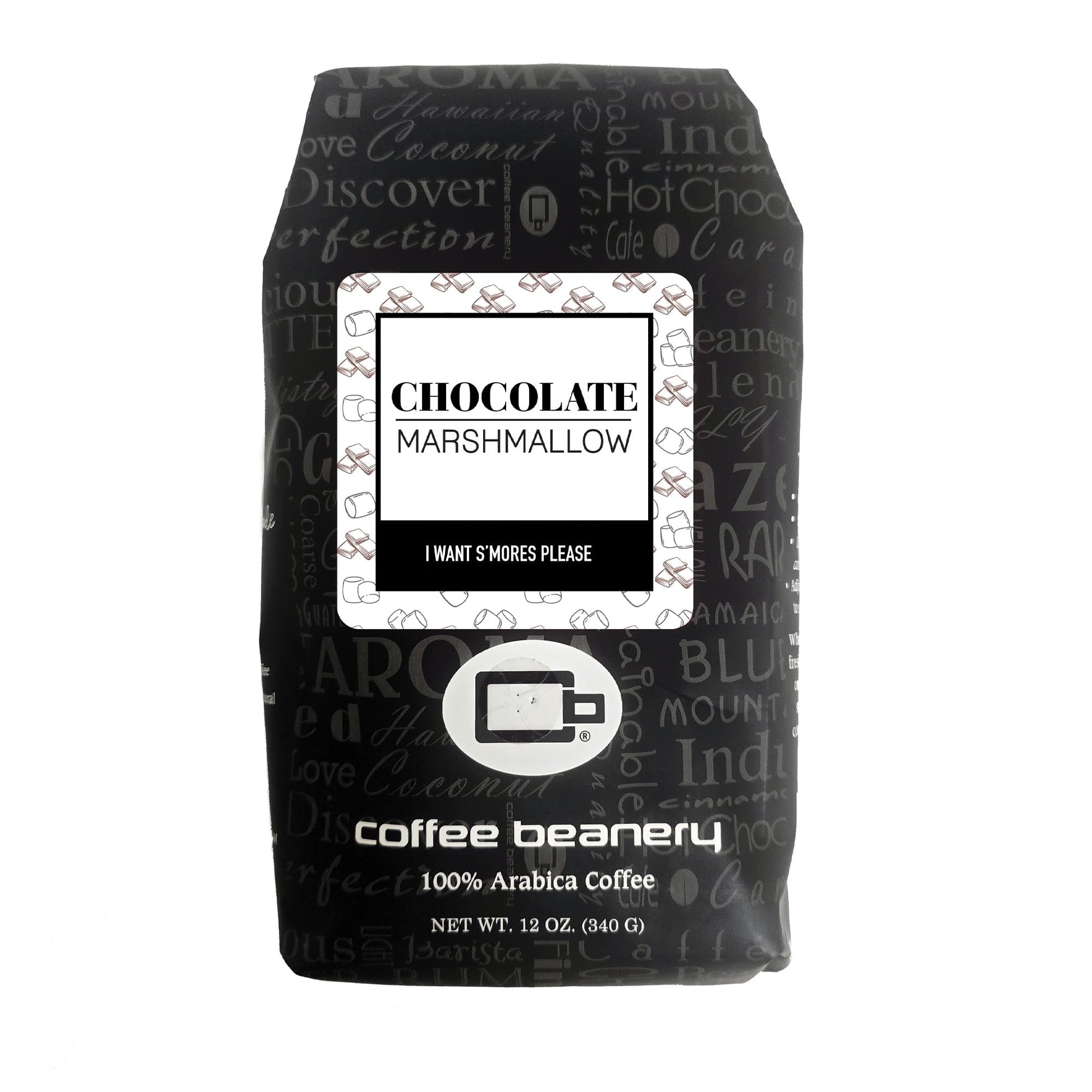 Chocolate Marshmallow Flavored Coffee  Specialty Arabica Coffee  Medium Roast  12 Ounce  Automatic Drip (Ground)