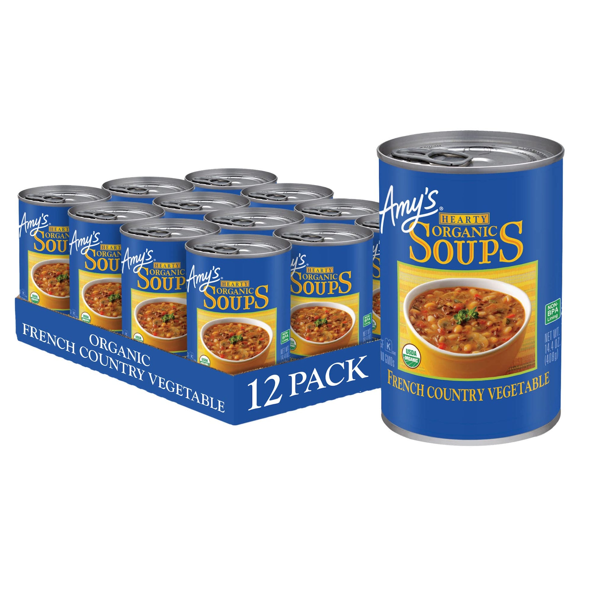 Amys Soup, Vegan Hearty French Country Vegetable Soup, Gluten Free, Made With Organic Rice, Vegetables and Herbs, Canned Soup, 1
