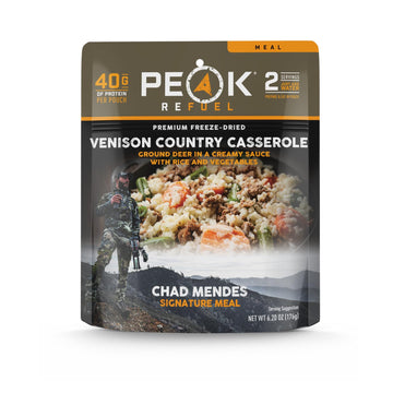 Peak Refuel Venison Country Casserole | Chad Mendes Signature Meal | Premium Freeze-Dried Variety Meals | Hunting, Survival, Cam