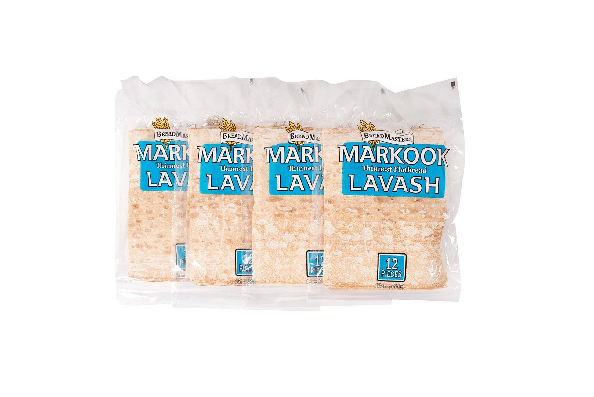 Markook Lavash Thinnest Flat Bread - 4-Pack  9-Inch X 12-Inch Soft Middle Eastern Bread  48 Flat Breads  By Breadmasters