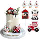 6 Pcs Farm Cake Toppers, Cartoon Animal Cake Topper Decorations For Birthday Party Baby Shower Decor (Red)
