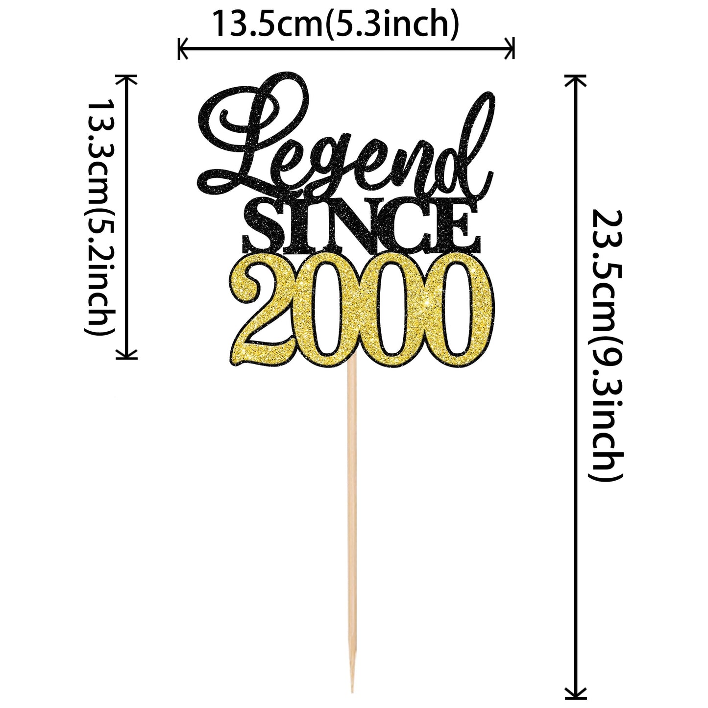 Rssta i Cake Topper, Glitter 25th Birthday Decoration, Black Gold, Model XM398-2000