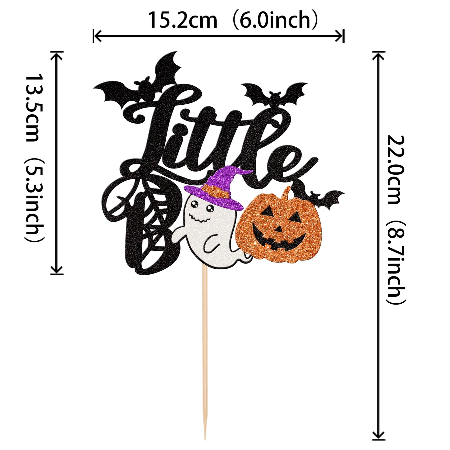 1 Pcs Little Boo Cake Topper Glitter Baby Boo Ghost Pumpkin Cat Halloween Cake Pick Spooky Baby Shower Cake Decoration For Hallo
